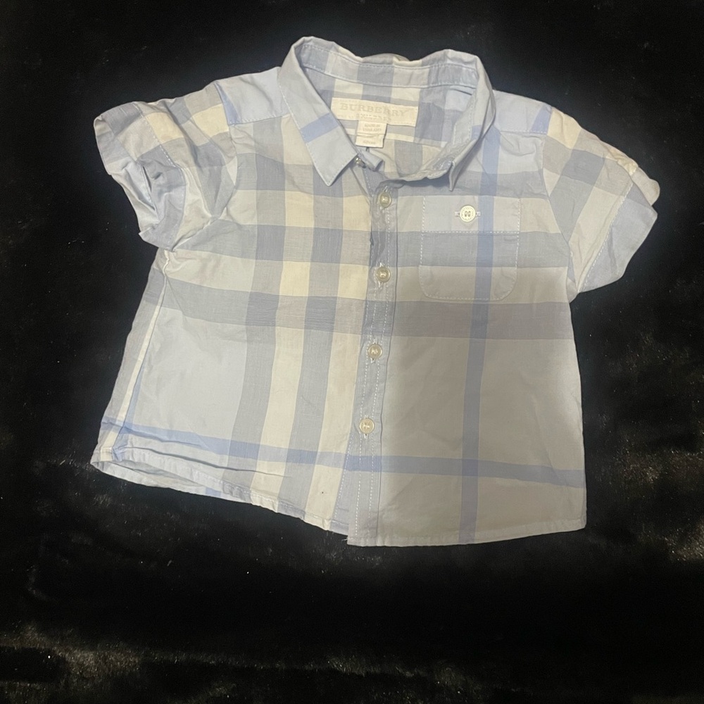 Burberry toddler light blue shirt size 3 months.